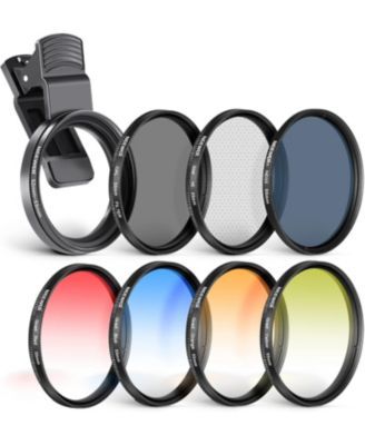 55mm Camera Lens Filter ND/CPL/Effect Filter Set with Mobile Phone Camera Lens Clamp Clip, Polarizing ND32 6 Poin... for Photography and Video