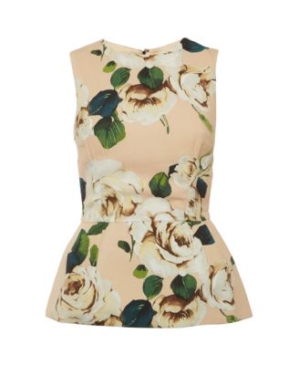 Women's Floral Print Crepe Peplum Top