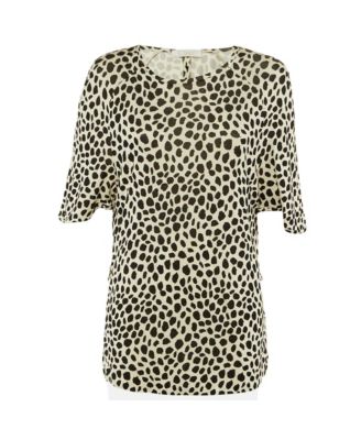Women's Leopard Print Jersey Crewneck Top