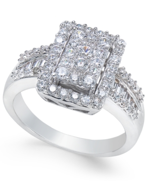 image of Diamond Cluster Engagement Ring (1 ct. t.w.) in 14k White Gold