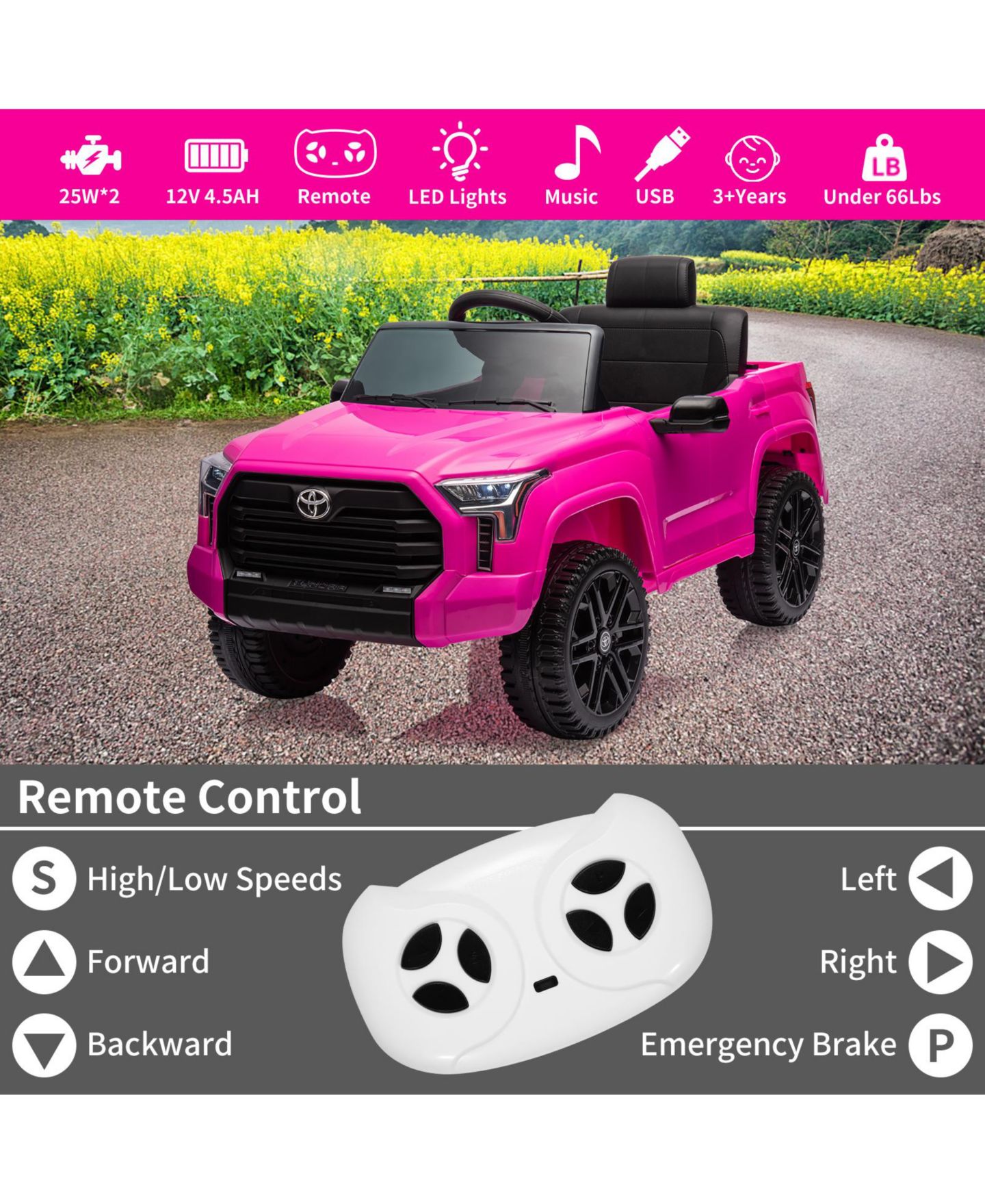 Детская игрушка homfan 12V Licensed Pickup Ride-On Truck with Parent Remote Control, Ages 3-6, цвет: Яркий красный — фото 5