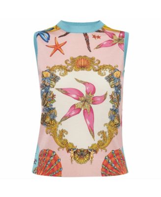 Women's Versace Tresor de la Mer Print Sleeveless Knit Top