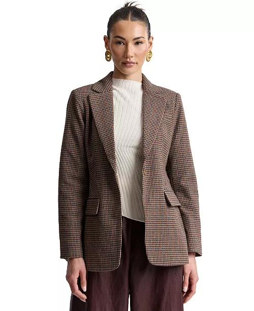 Avec Les Filles Women's Notch Lapel Collar Belted Blazer