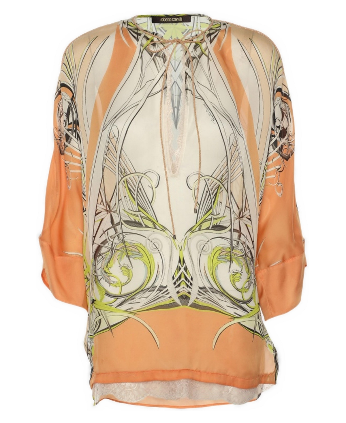 Pre-Owned Roberto Cavalli Women's Women'sMulticolor Graphic Print Silk Tunic Top