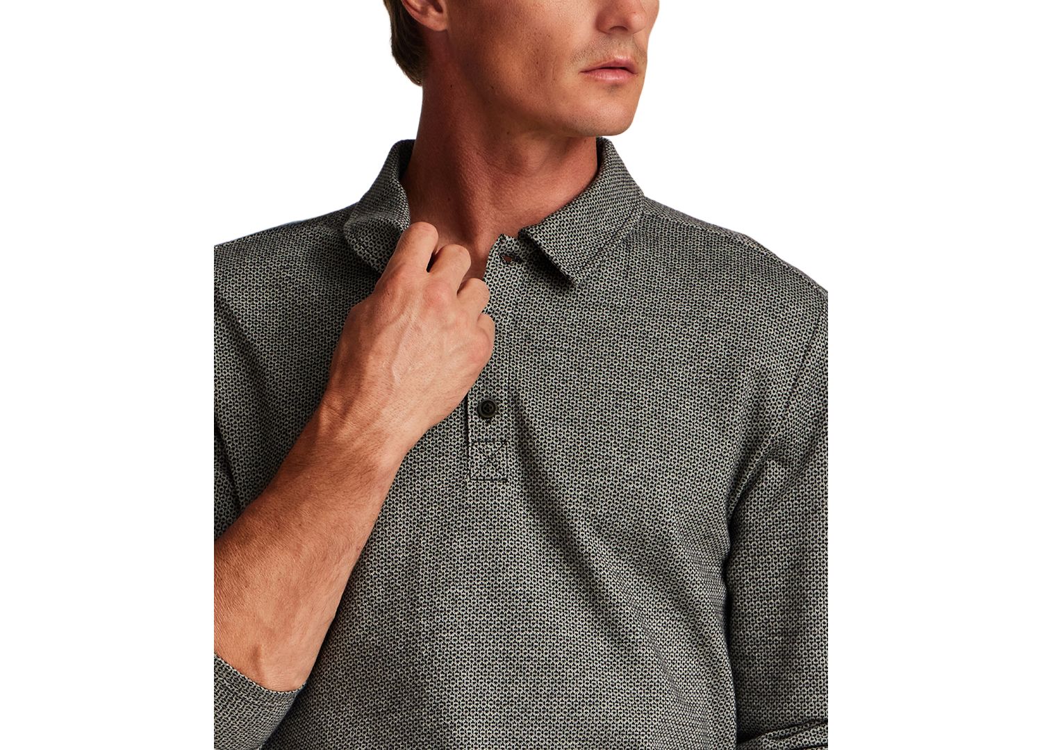 Men's Neat Print Knit Polo Shirt