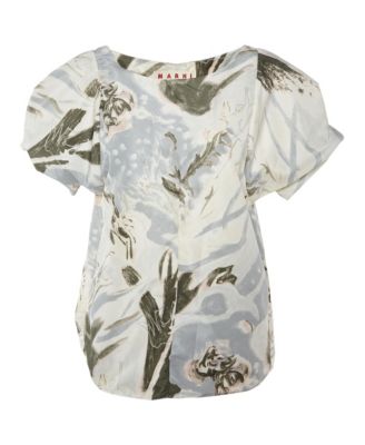 Women's Abstract Print Oversized Sleeve Satin Top