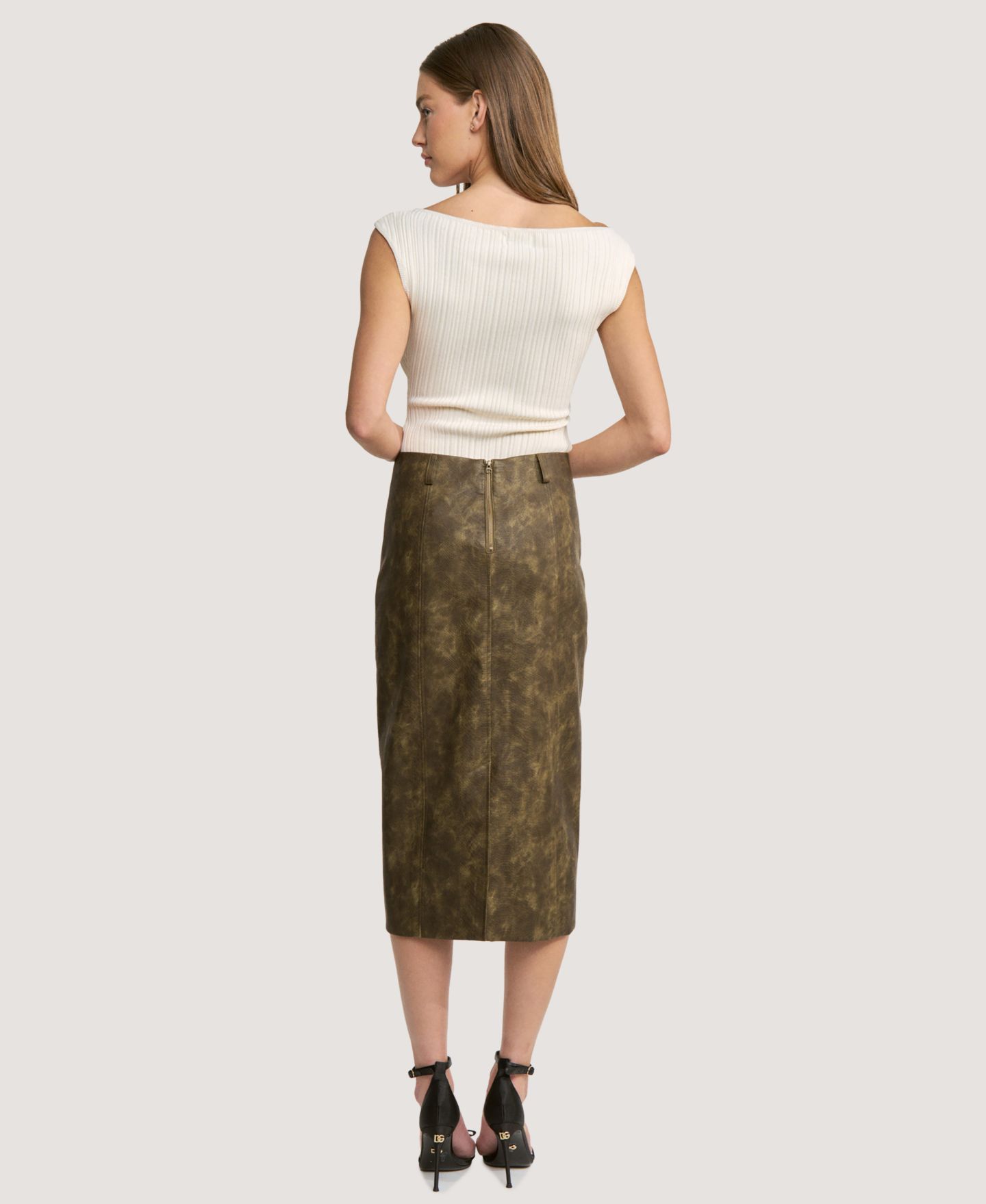 Женская юбка En Saison Margot Zippered Midi, цвет: Оливковый — фото 5