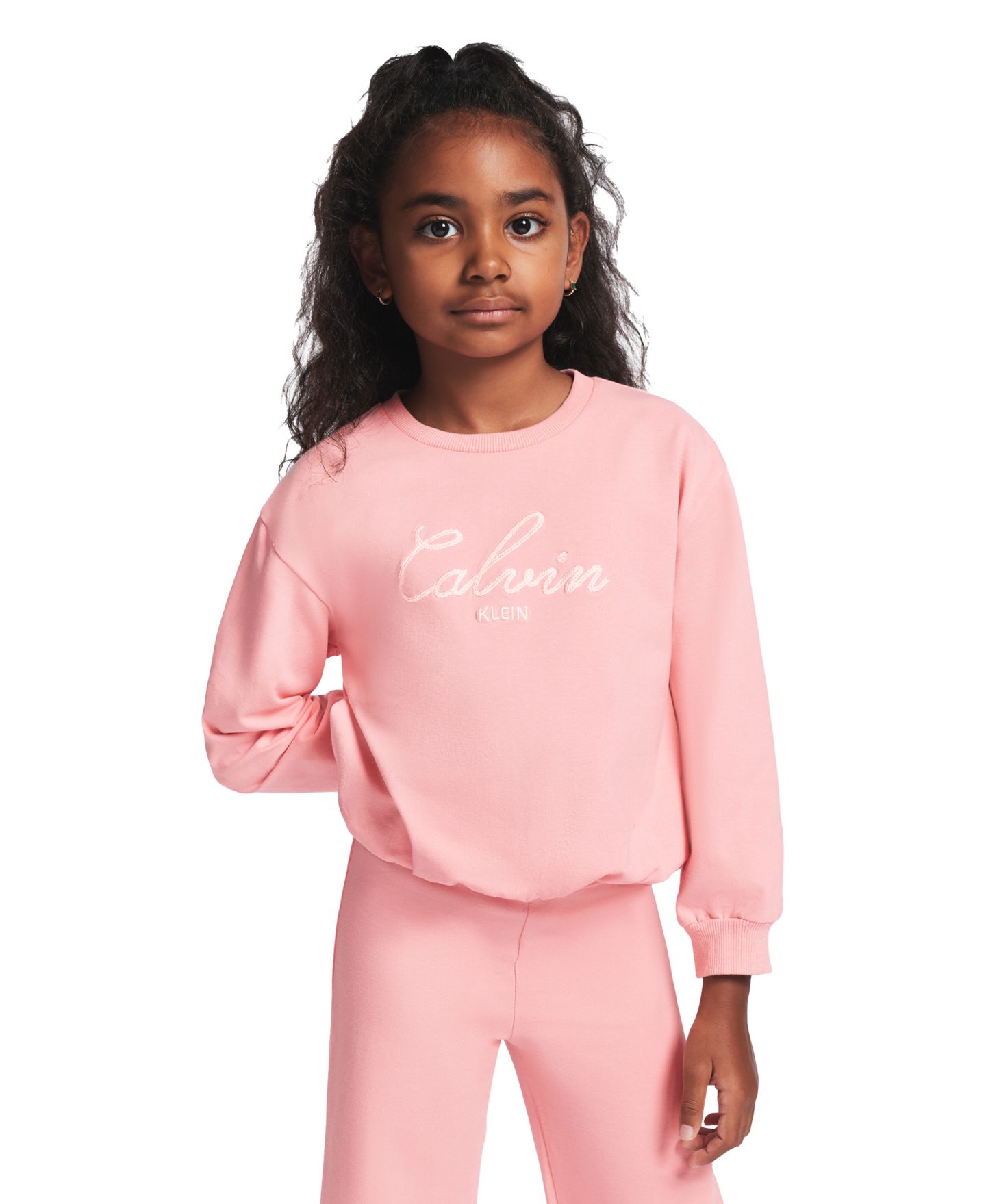 Детский комплект Calvin Klein: свитшот и брюки, 2T-6X, цвет: Розовый — фото 3