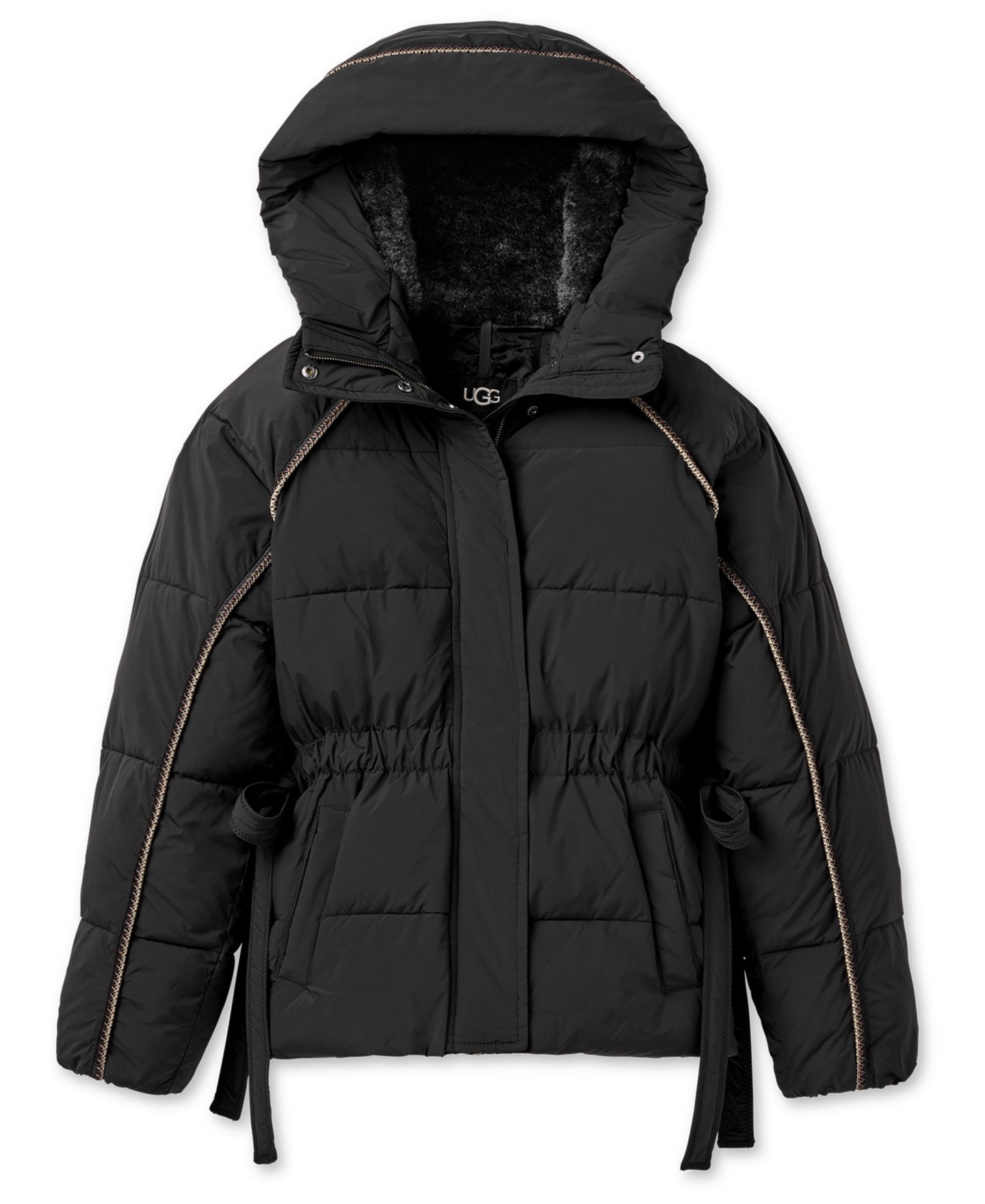 Женская куртка UGG® Renly Relaxed-Fit Hooded Neck Puffer, цвет: Чёрный — фото 1