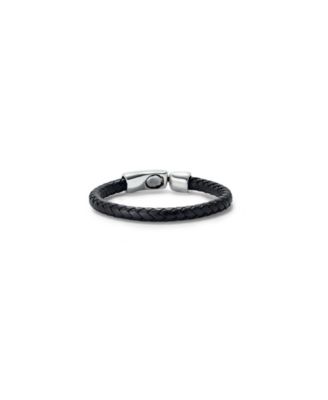 Silver Metal Alloy Braided Leather Bracelet