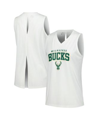 Women's White Milwaukee Bucks Paisley Peekaboo Tank Top