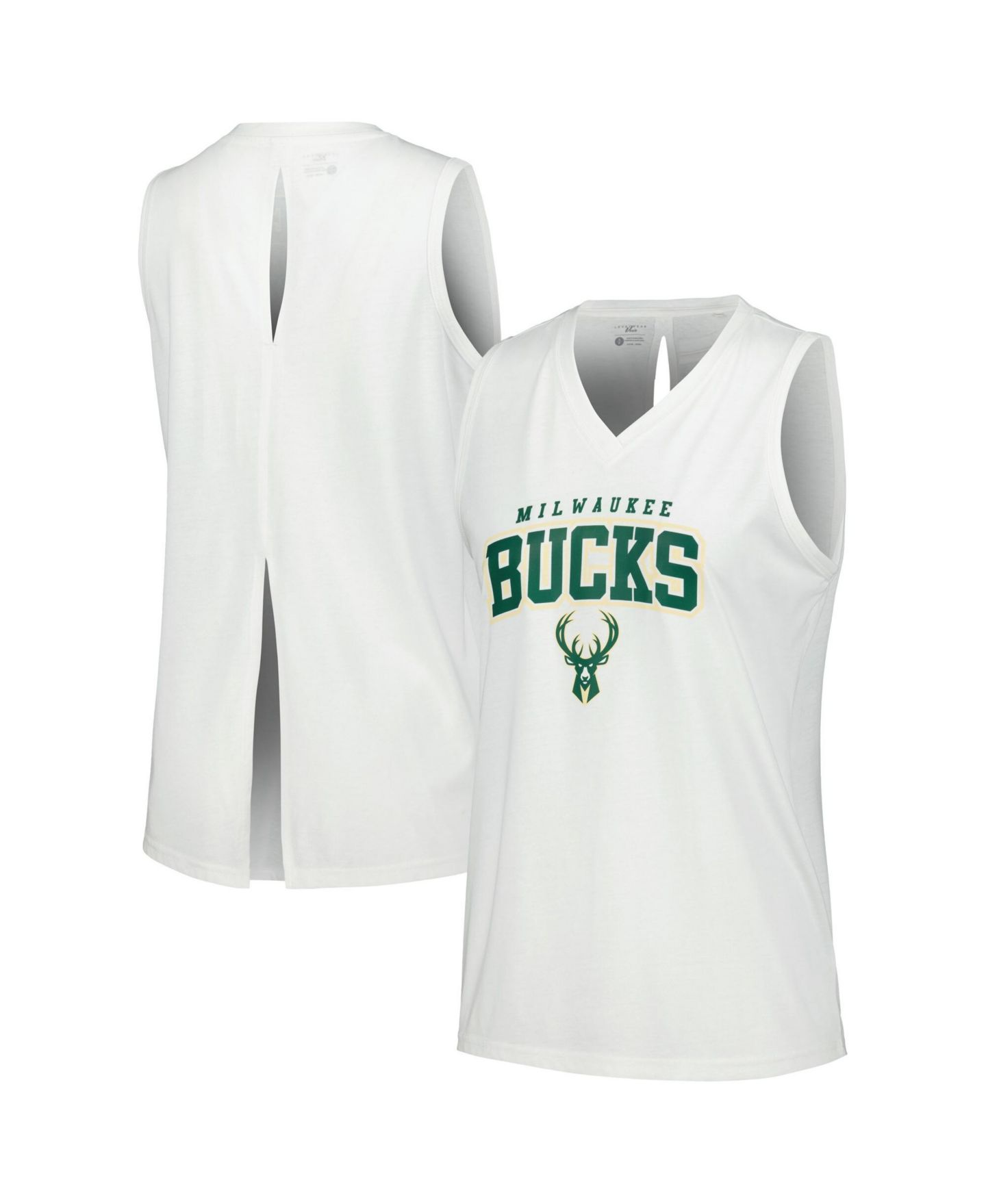 Женский топ LevelWear White Milwaukee Bucks Paisley Peekaboo — фото 1