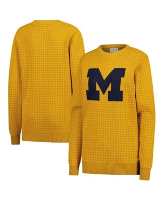 Men's and Women's Maize Michigan Wolverines Renew Knit Vintage Houndstooth Sweater