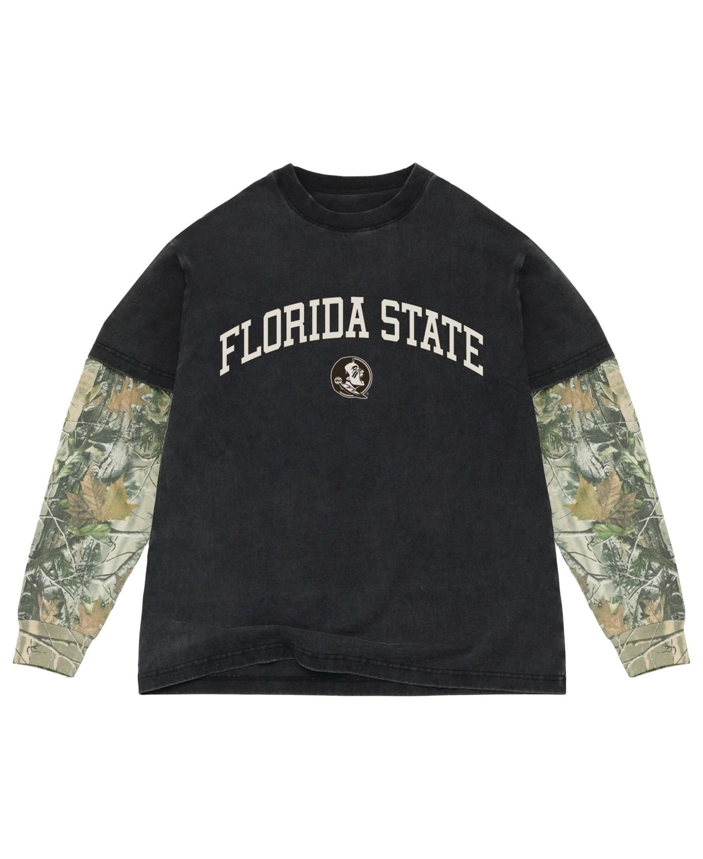Мужская футболка Uscape Apparel Black/Camo Florida State Seminoles Back Bay Twofer Heavyweight Long Sleeve — фото 1