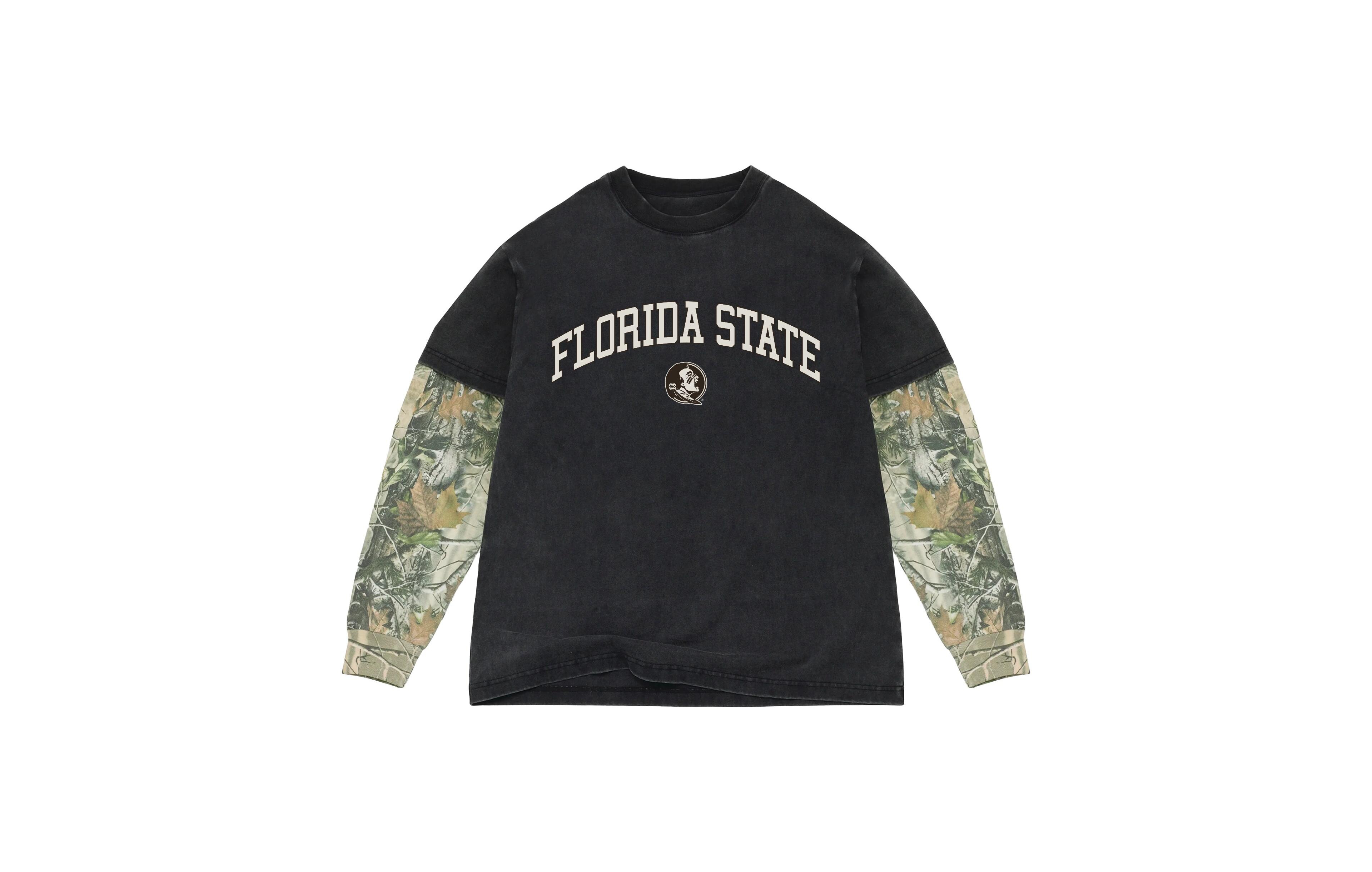 Uscape Apparel Men's Black/Camo Florida State Seminoles Back Bay Twofer Heavyweight Long Sleeve T-Shirt