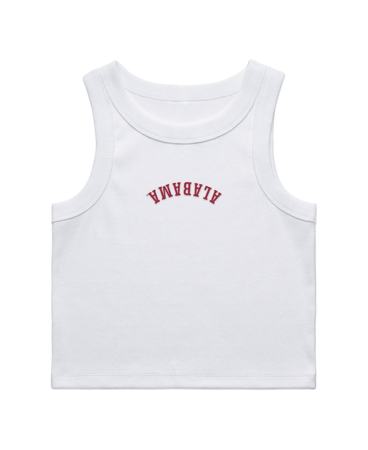 Женский топ Uscape Apparel White Alabama Crimson Tide Upside Down Embroidery Ribbed Cropped — фото 2