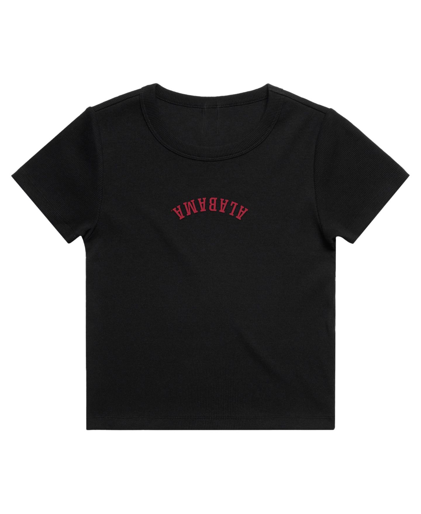 Женская футболка Uscape Apparel Black Alabama Crimson Tide Upside Down Embroidery Ribbed Cropped — фото 2