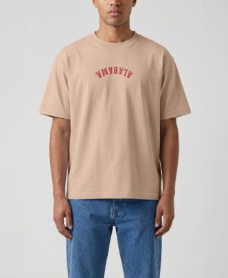 Men's Tan Alabama Crimson Tide Upside Down Embroidered Vintage Heavyweight T-Shirt