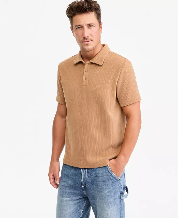 Men's Short-Sleeve Knit Corduroy Polo Shirt