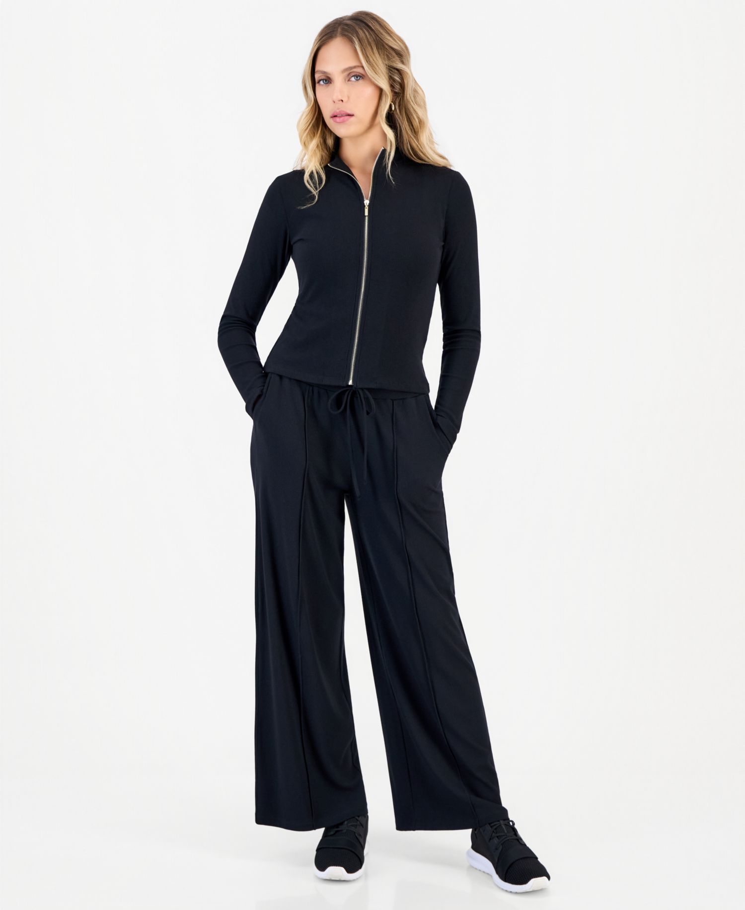 Petite Mock-Neck Zip-Front Top