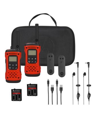 Portable FRS, T605_H2O, Talkabout Two-Way Radios Rechargeable Walkie Talkie, 22 Channel, 35 Mile, Orange W/Black, 2 Pack