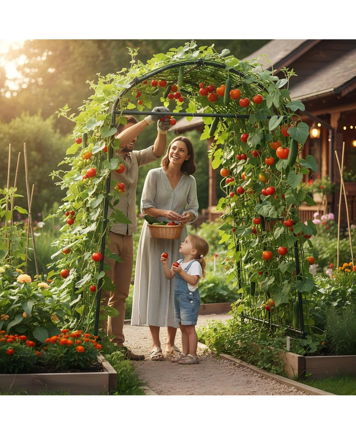 homfan 71 x 39 x 83 Inch Steel Garden Arch Trellis for Climbing Plants, Outdoor Arbor Pergola for Gate Entrance Pathway