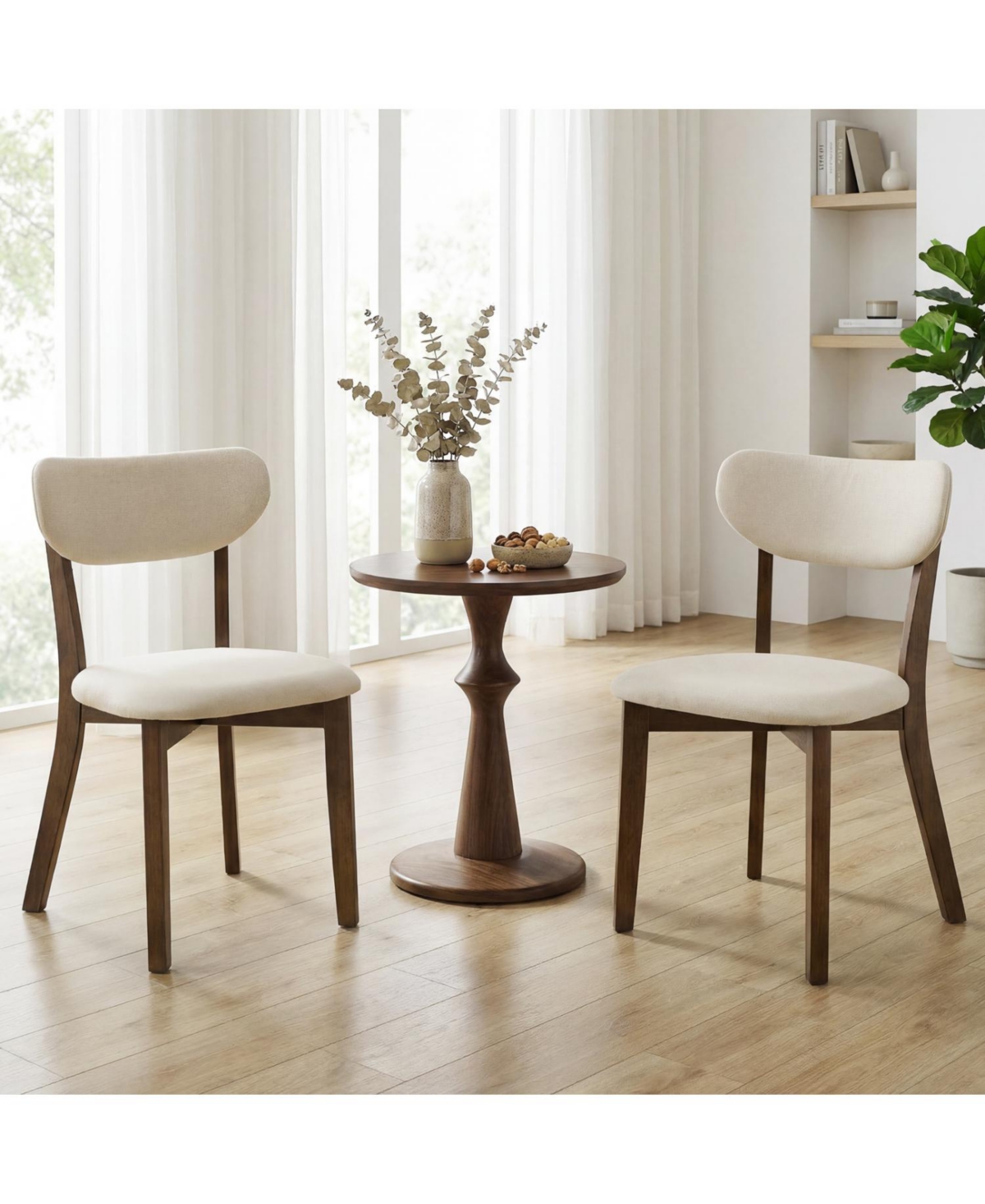 Slickblue Mid-Back Dining Chair Set of 2 with Upholstered Seat and Wood Frame