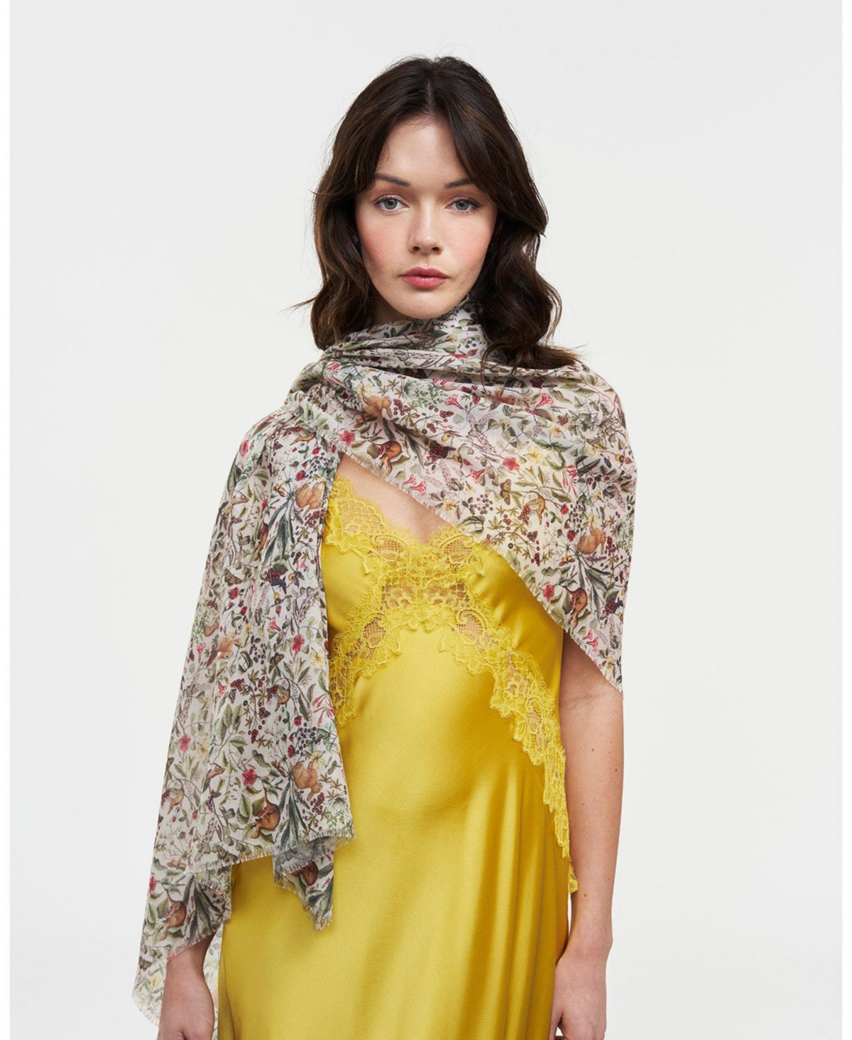 Fable England Women's Garden Floral Lightweight Long Scarf