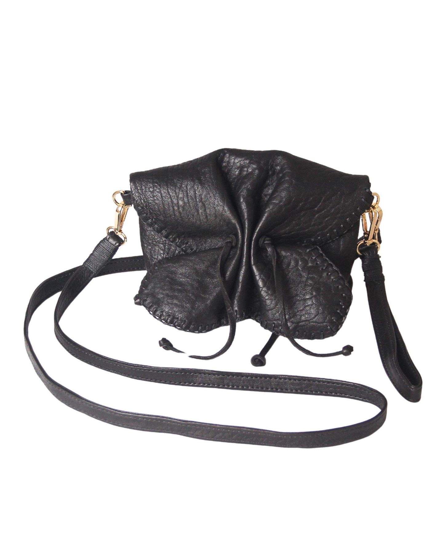 Сумка Carlos Falchi Mini Butterfly Lambskin Leather, цвет: Чёрный обсидиановый — фото 1