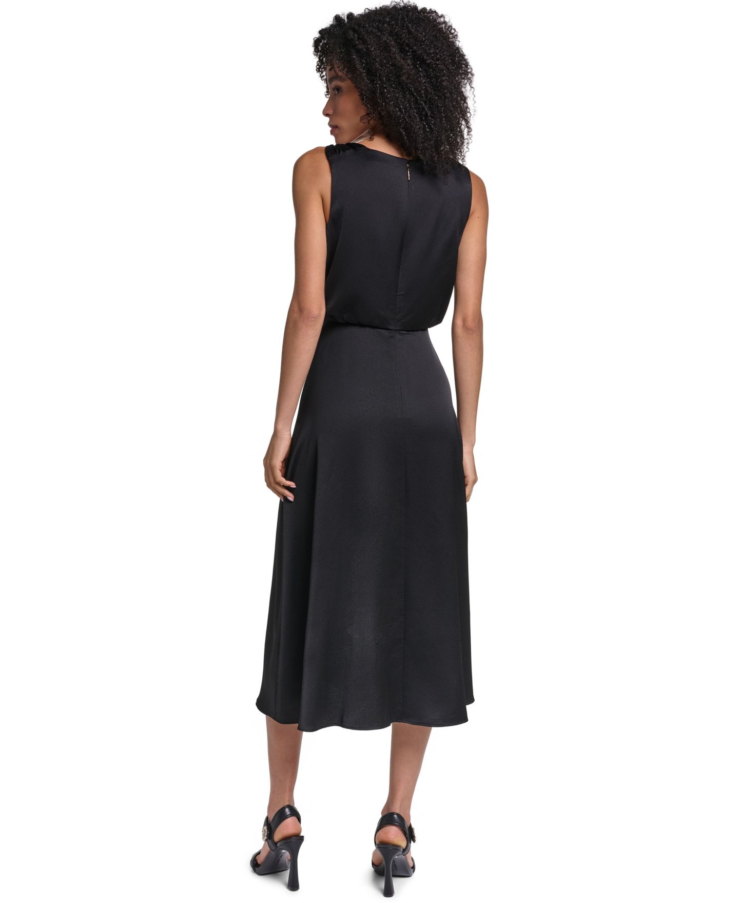 Женское платье KARL LAGERFELD PARIS Satin Sleeveless Midi, цвет: Чёрный — фото 5