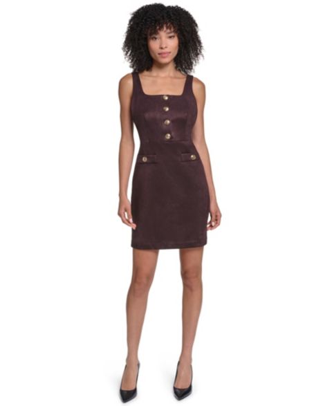 Женское платье KARL LAGERFELD PARIS Faux Suede Sheath, цвет: Тёмно-коричневый