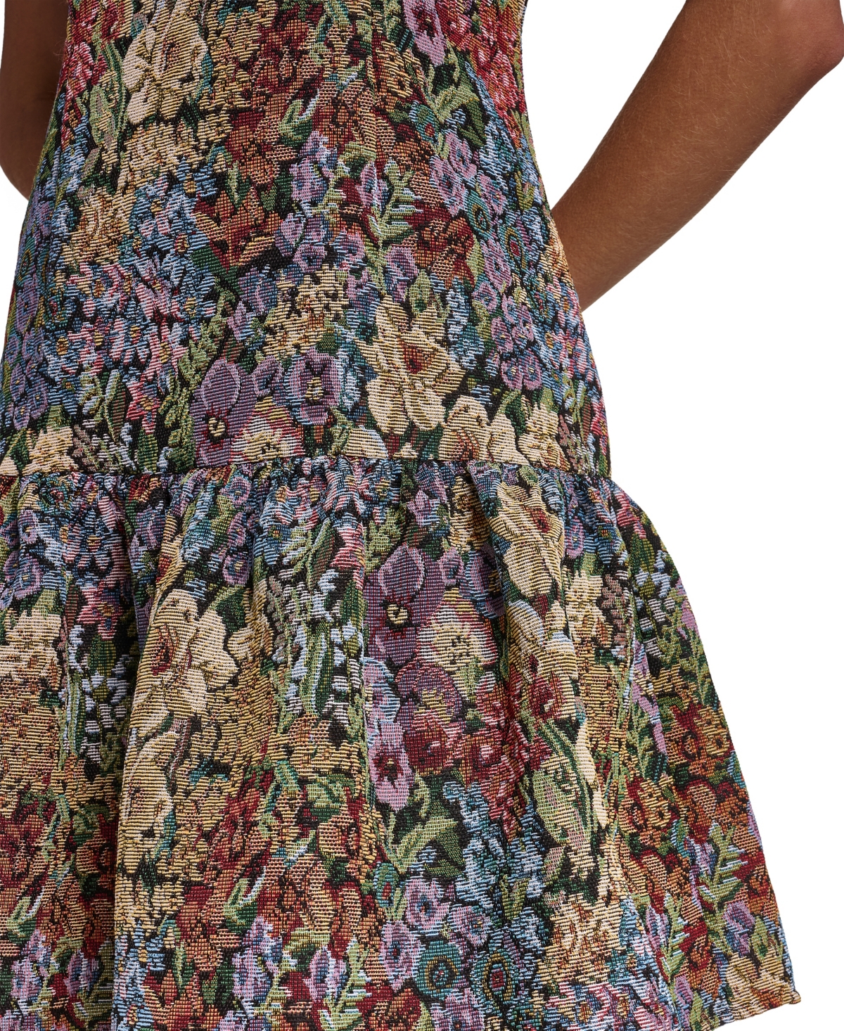 Karl Lagerfeld Paris Women's Floral Tapestry Drop-Waist Fit & Flare Dress