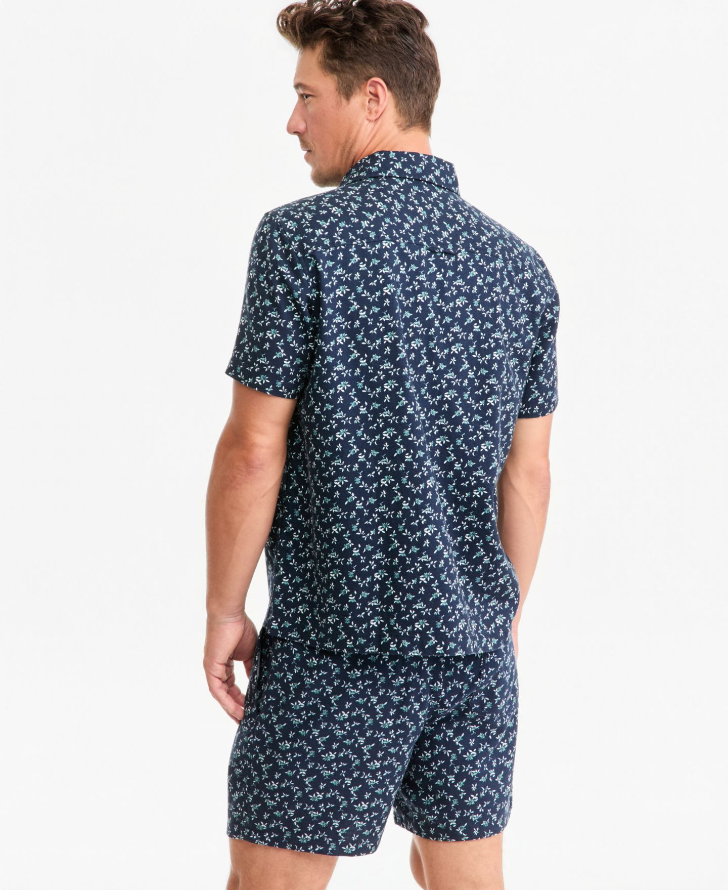 Мужская рубашка Sun + Stone Short-Sleeve Victor Ditsy Floral, цвет: Тёмно-синий комбинированный — фото 3