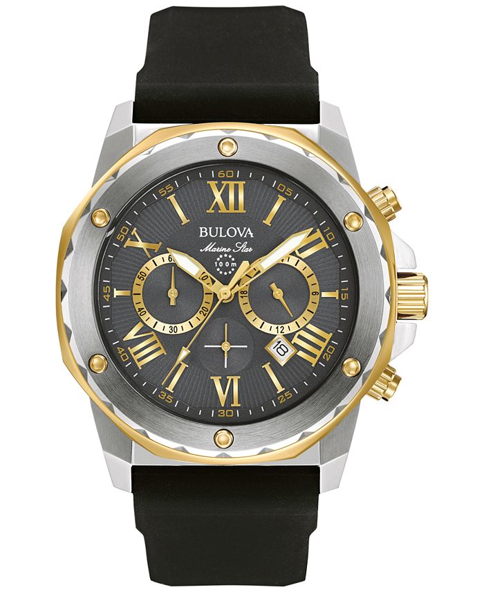 Bulova men's 44mm marine star silicone strap best sale watch