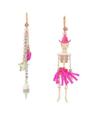 Faux-Stone Spooky Cowgirl Skeleton Earrings