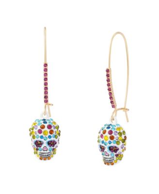 Faux-Stone Sugar Skull Dangle Earrings