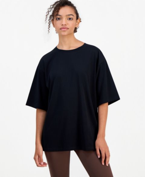 Женская футболка ID Ideology Boyfriend Cotton-Blend Short-Sleeve T-Shirt, цвет: Глубокий чёрный