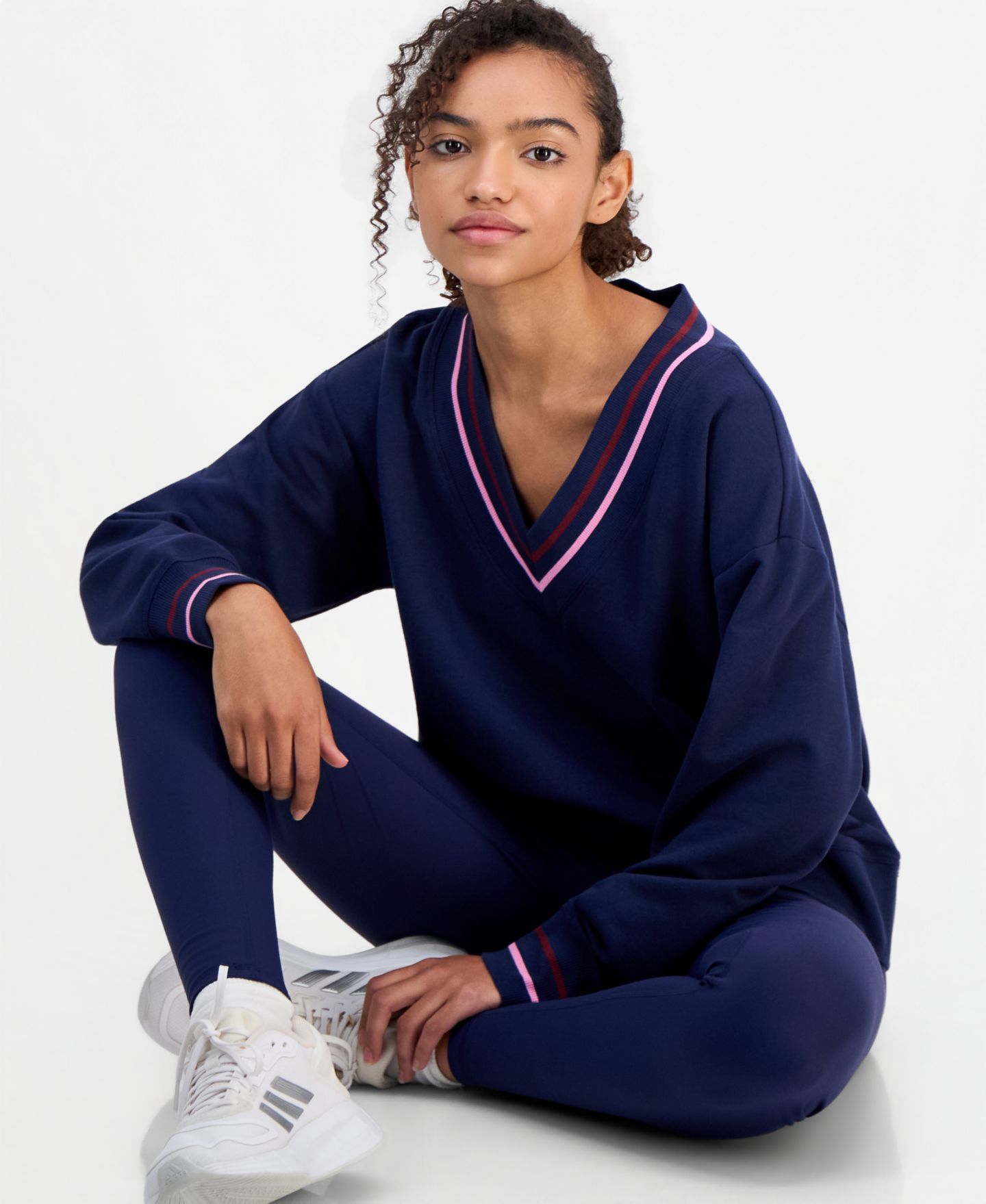 Женский свитер ID Ideology Fleece Long-Sleeve V-Neck, цвет: Индиго морской — фото 2