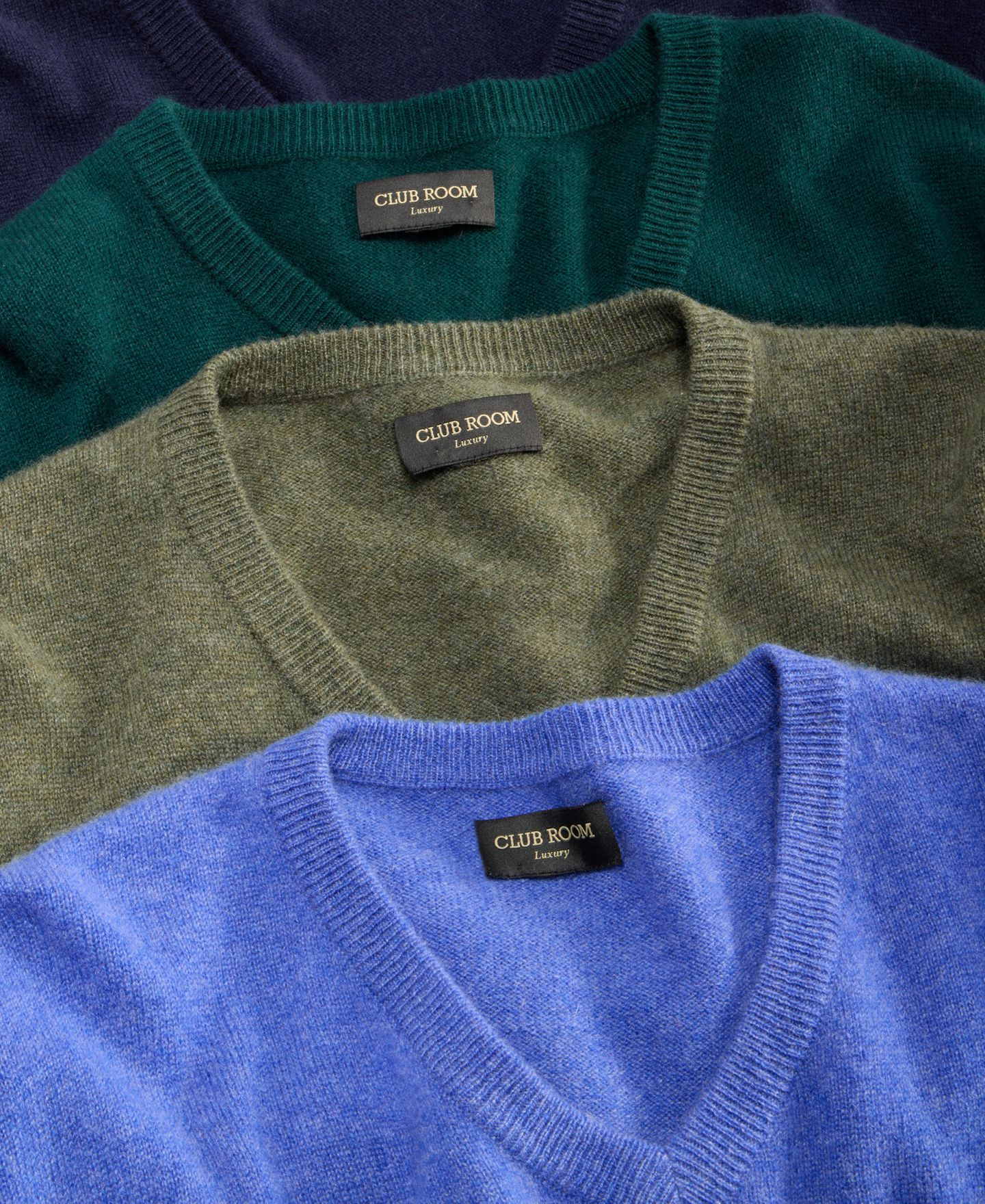 Мужской свитер Club Room 100% Cashmere V-Neck, цвет: Синий небесно-голубой — фото 6