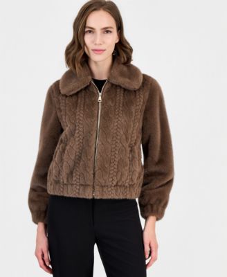 Women's Faux-Fur Zip-Up Reversible Coat