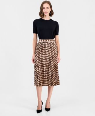 Women's Pleated A-Line Midi Skirt