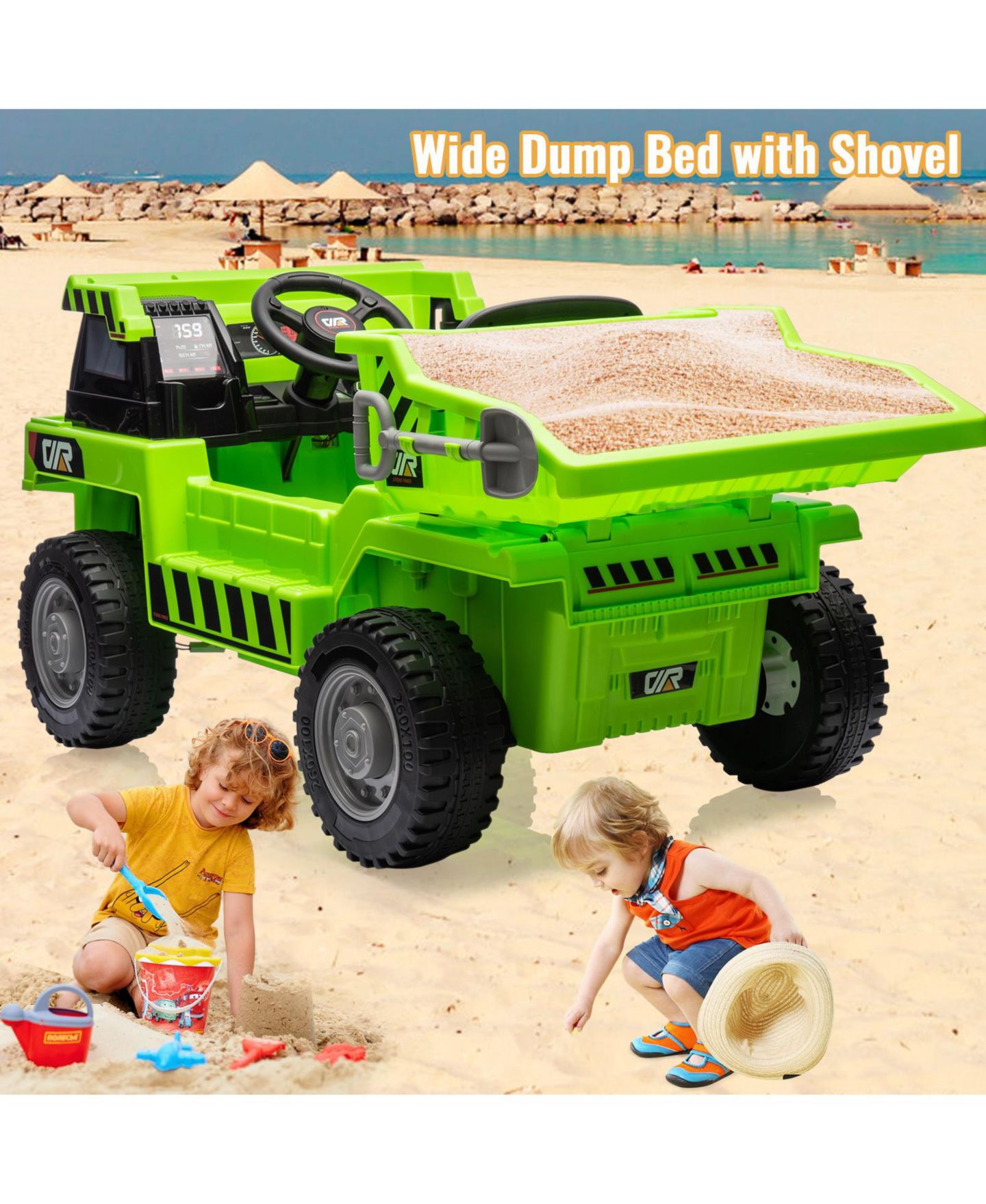 Детская игрушка homfan 12V Electric Ride-On Dump Truck with Remote Control, Built-in USB/MP3 Music Player, Toy Car for Toddlers Ages 1-8 — фото 6