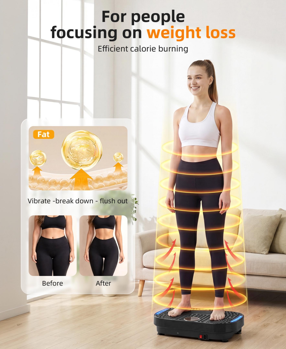 Sugift Vibration Plate Exercise Machine Whole Body Workout for Weight Loss with Resistance Bands Remote and Bluetooth for Home Gym