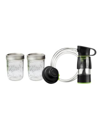 Mason Jar Vacuum Sealer Kit with Handheld Sealer and Jar Seal Lids - Wide Mouth - Pint Size (16 oz)