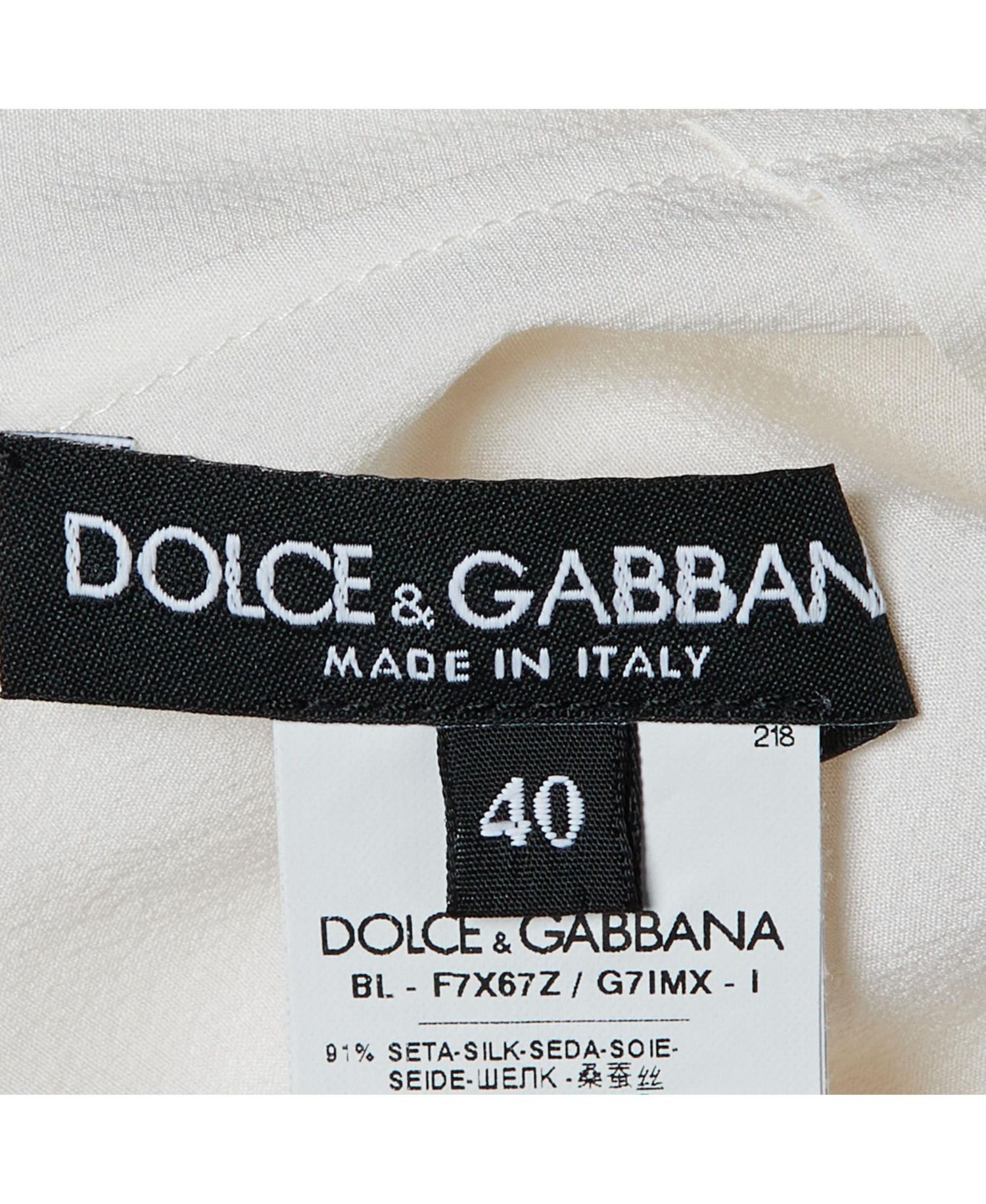 Women's Pre-Owned Dolce and Gabbana Dragonfly Embellished Silk Crepe Blouse