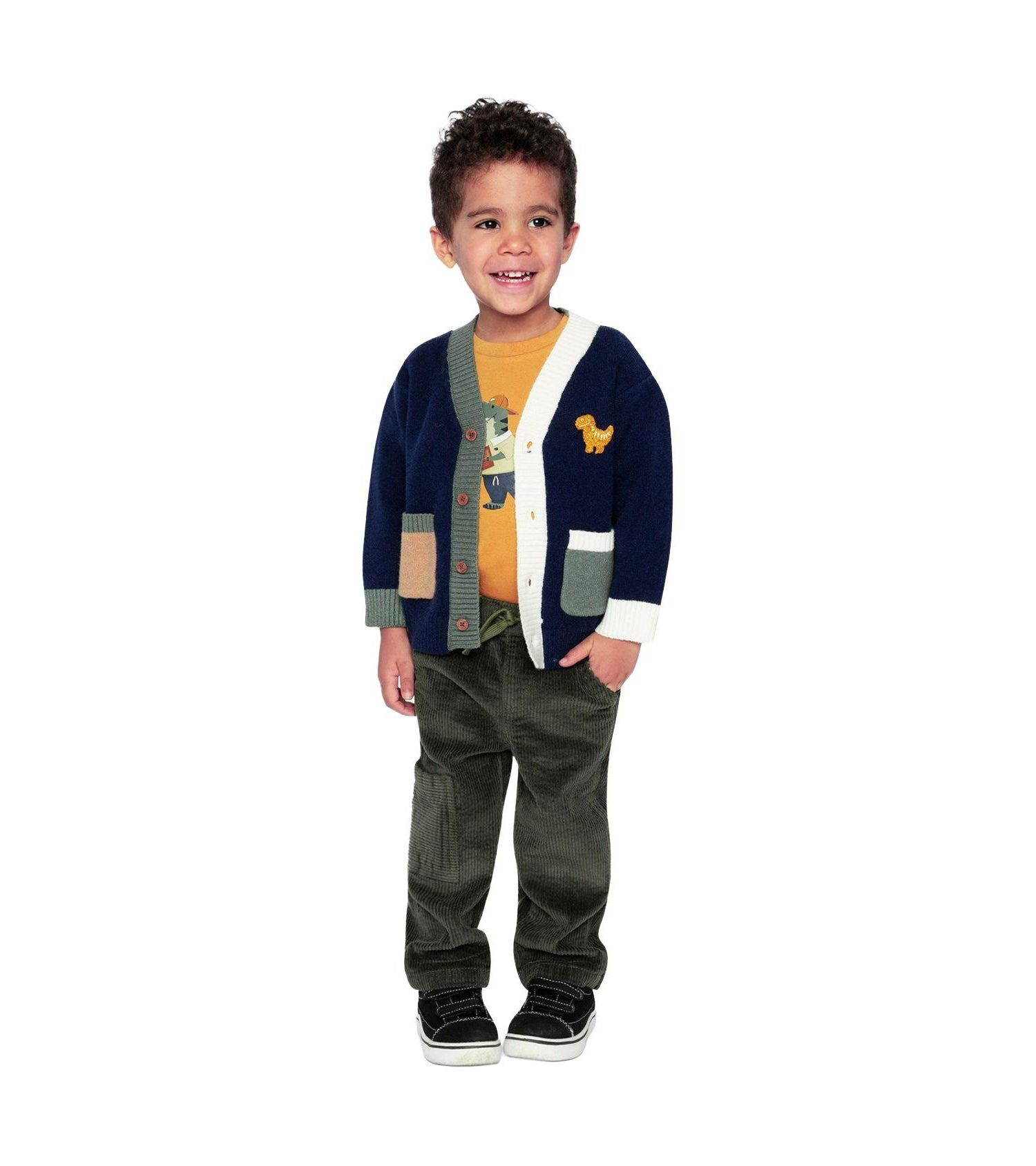 Big Boys 6-8 Years Knit Cardigan with Dino