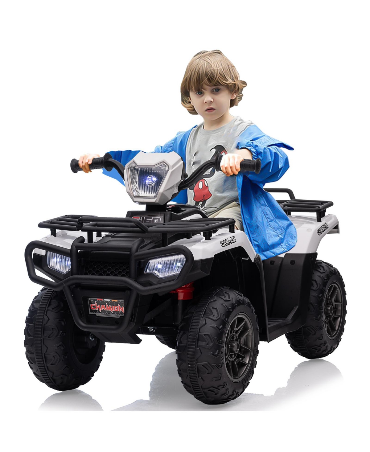 homfan 33.1 x 20.9 x 12.0 Inch Kids Electric Ride On Atv, 12V Battery Powered Quad with 3 Mph Speed, 4-Wheeler for Outdoor Adventure Play - White