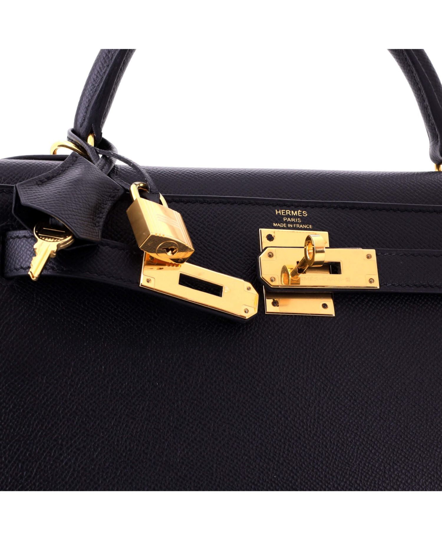Kelly 28 Handbag Black Epsom with Gold Hardware