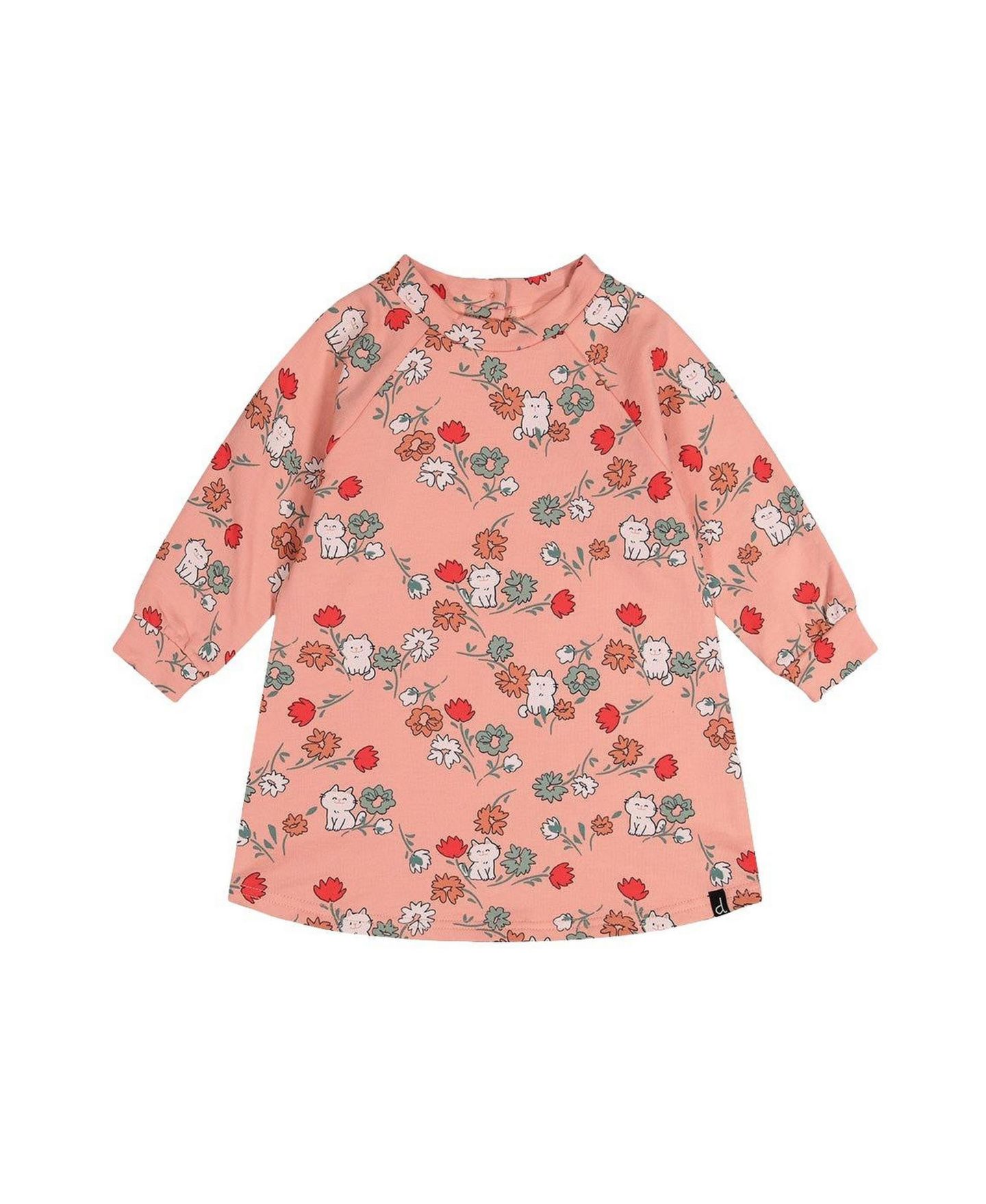 Платье Deux par Deux Cat Print French Terry Dress для девочек, цвет: Розовый с принтом — фото 1