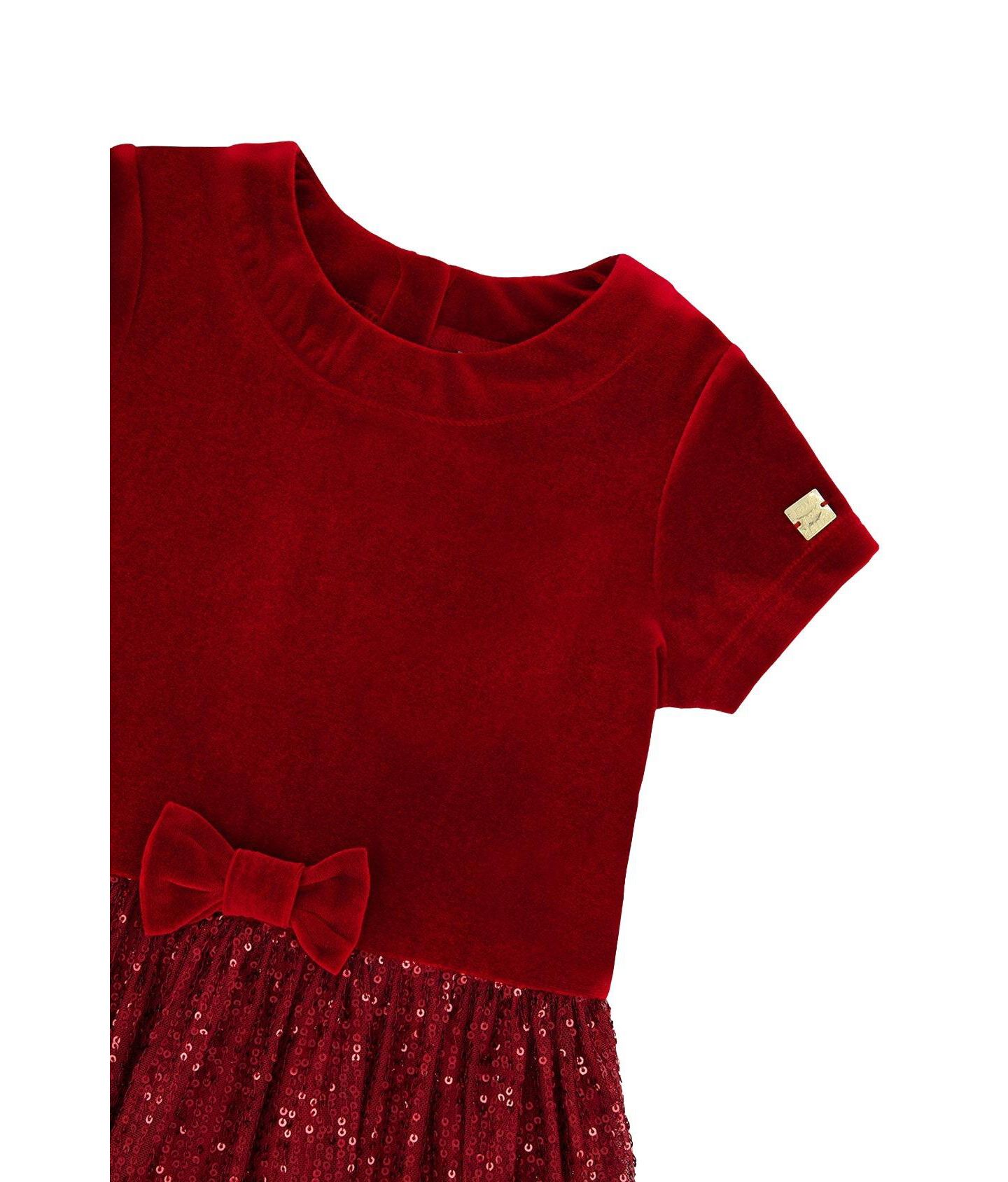 Платье Deux par Deux Bi-Material Short Sleeve Dress with Glittering Skirt для девочек, цвет: Rouge — фото 6